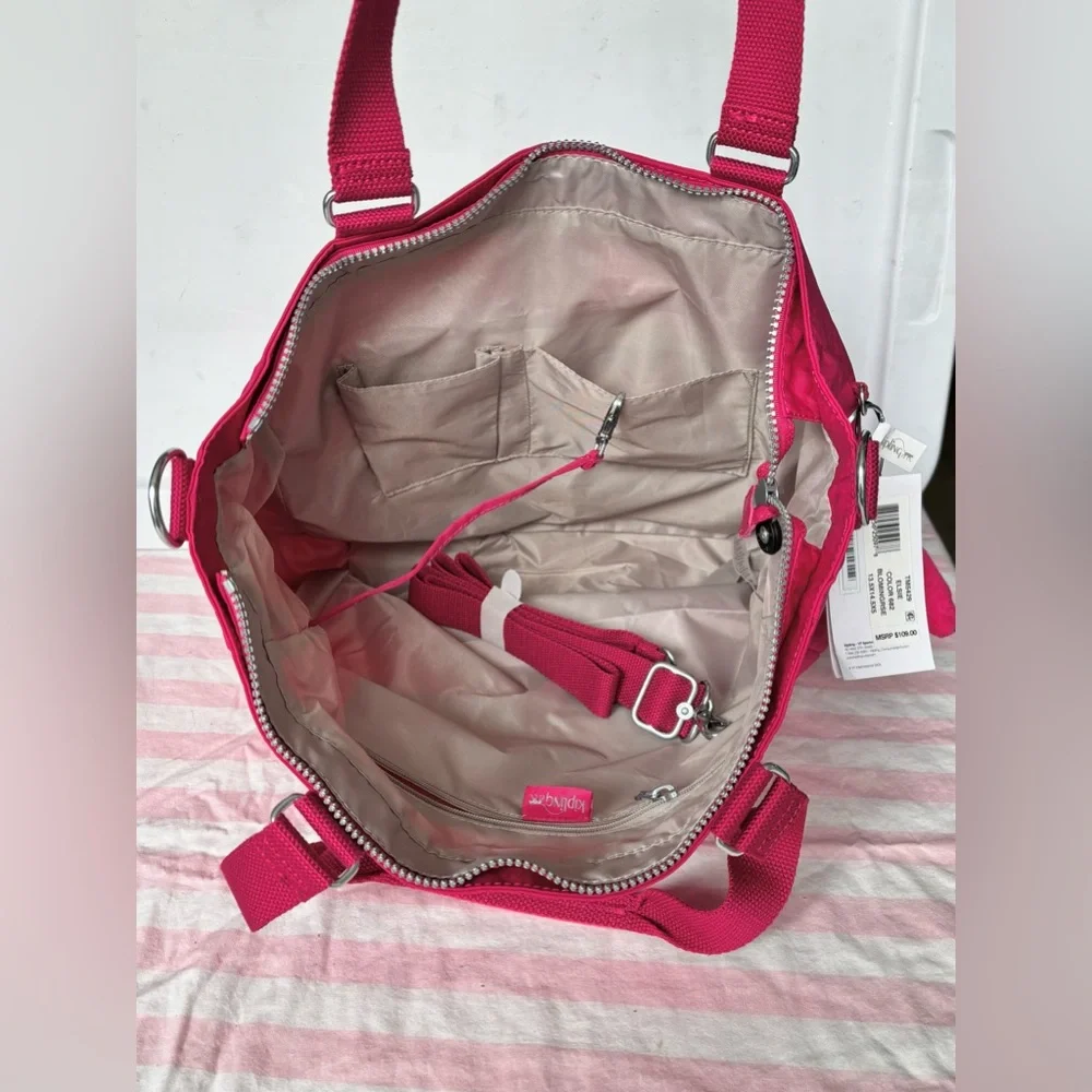 Kipling Elsie Convertible Crossbody Bag Clutch TM5429 Blomingrse Pink 14x15” NWT